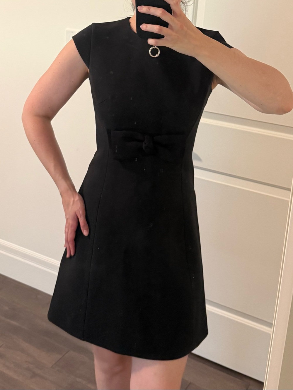 Kate Spade Classic Black Bow-Accent Sleeveless A-Line Dress - Picture 2 of 11